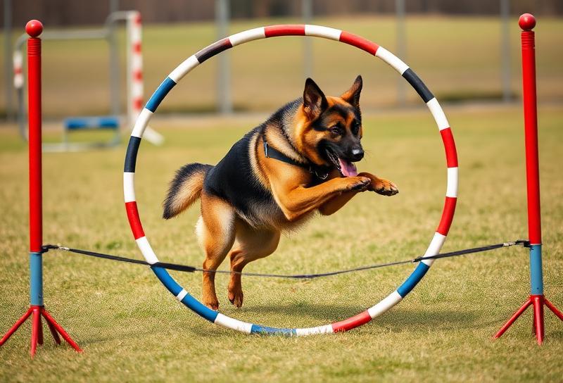 アジリティトレーニングをするジャーマンシェパード